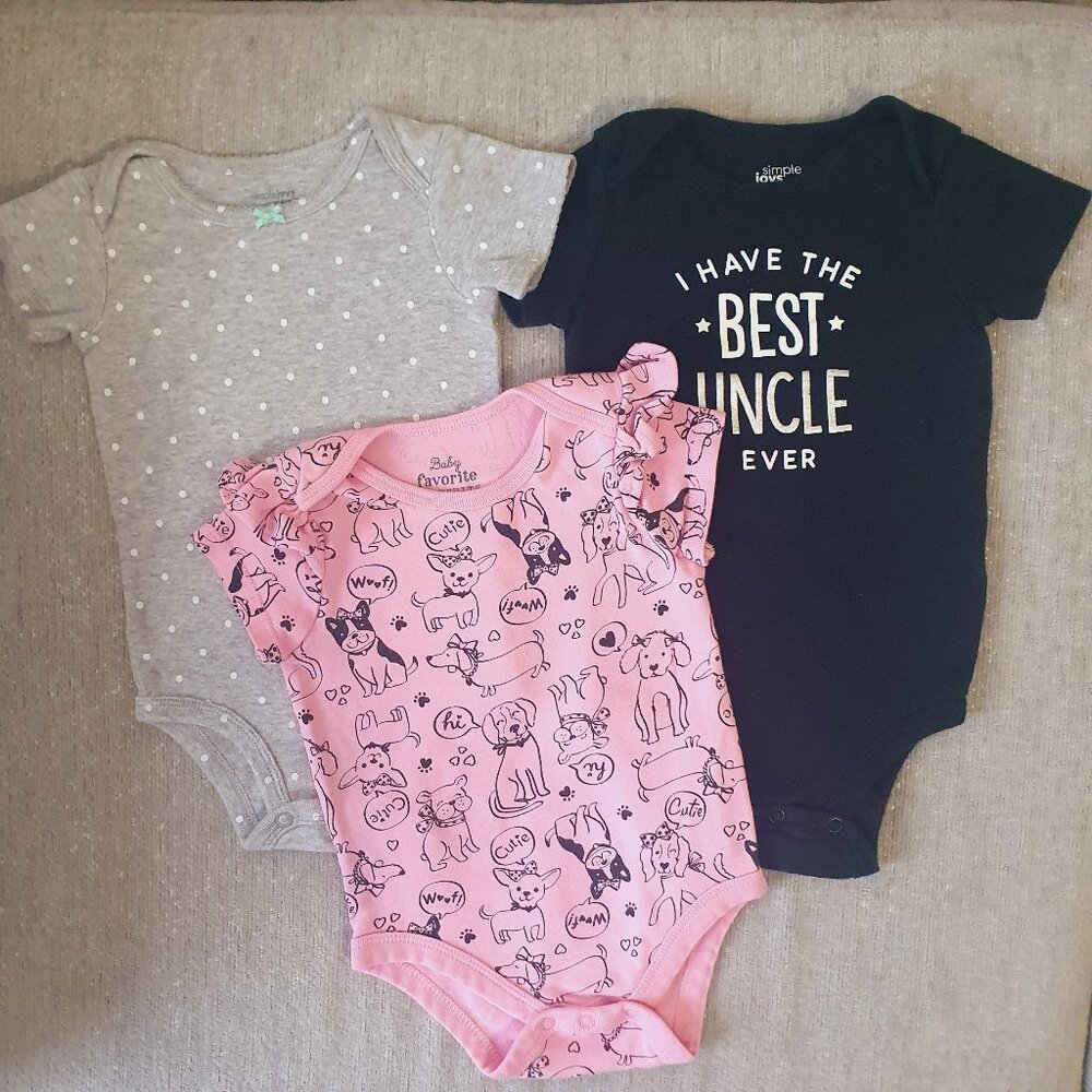Bodysuits Baby Girl Size 6-9 Months Short Sleeve